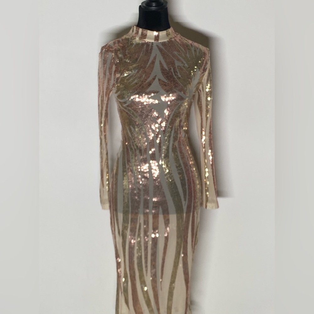 sparkly longsleeve  midi dress